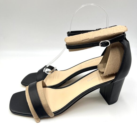 Marc Fisher Womens Size 8.5 Jaron Black Leather Block Heels Sandals Shoes - Picture 6 of 14